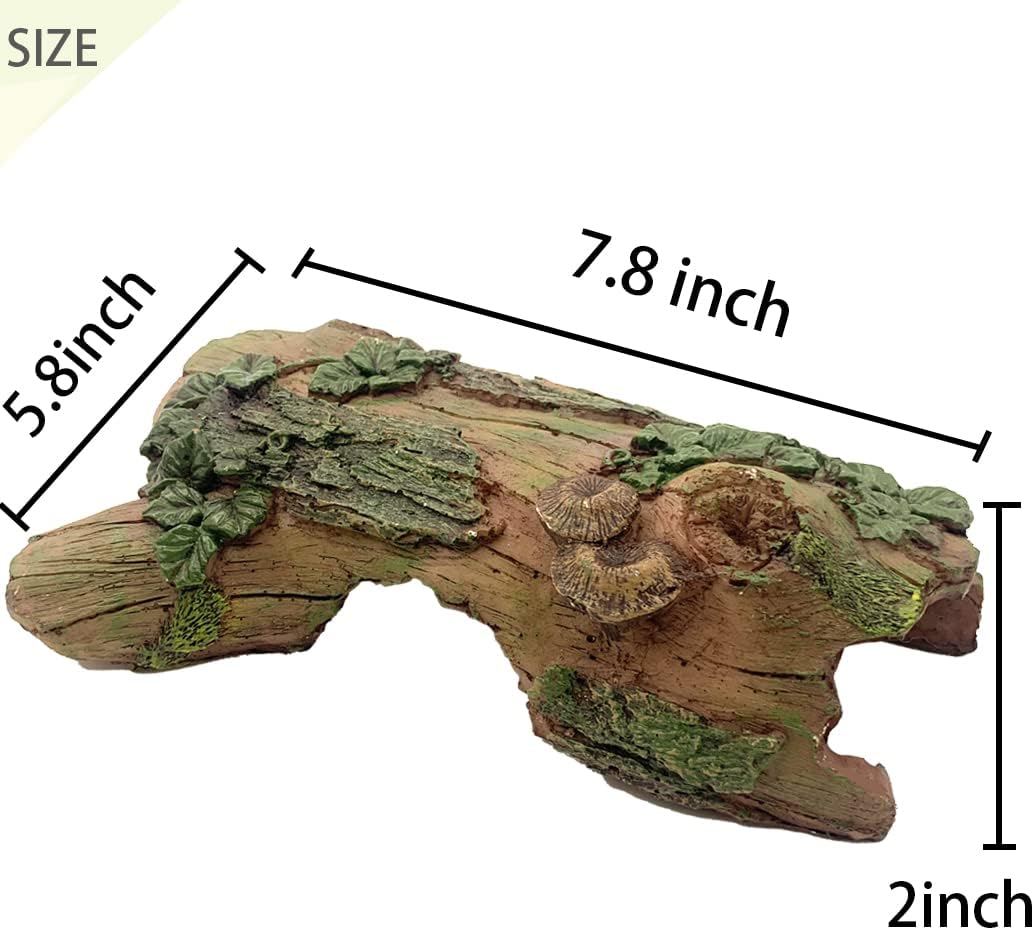 Resin Reptiles Hollow Tree Trunk Habitat Decor Reptile Log Hides Caves Bearded Dragon Hideout Cave Bark Habitats Decoration Gecko Hut for Lizard Chameleon Crested Gecko Snake Spider (3Pcs)