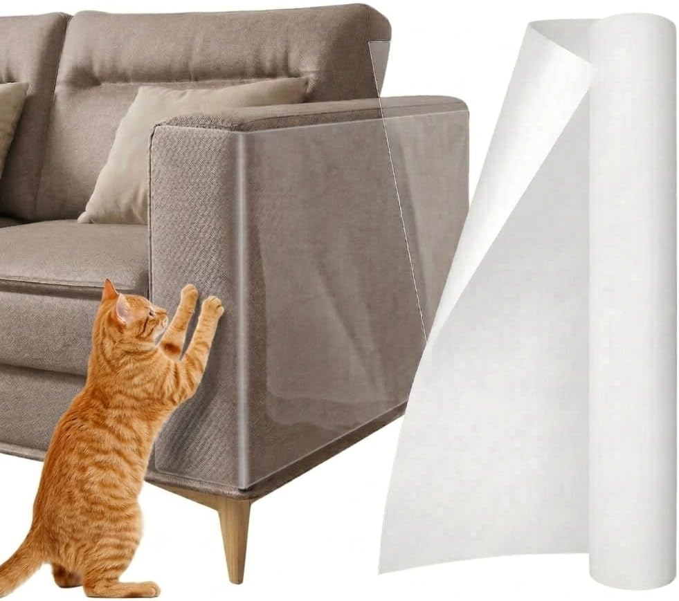 197"x12" Anti Cat Scratch Furniture Protector, Flexible Anti-Claw Couch Furniture Guard for Sofa, Beds, Doors, Tables and Walls, Clear Pet Scratch Deterrent
