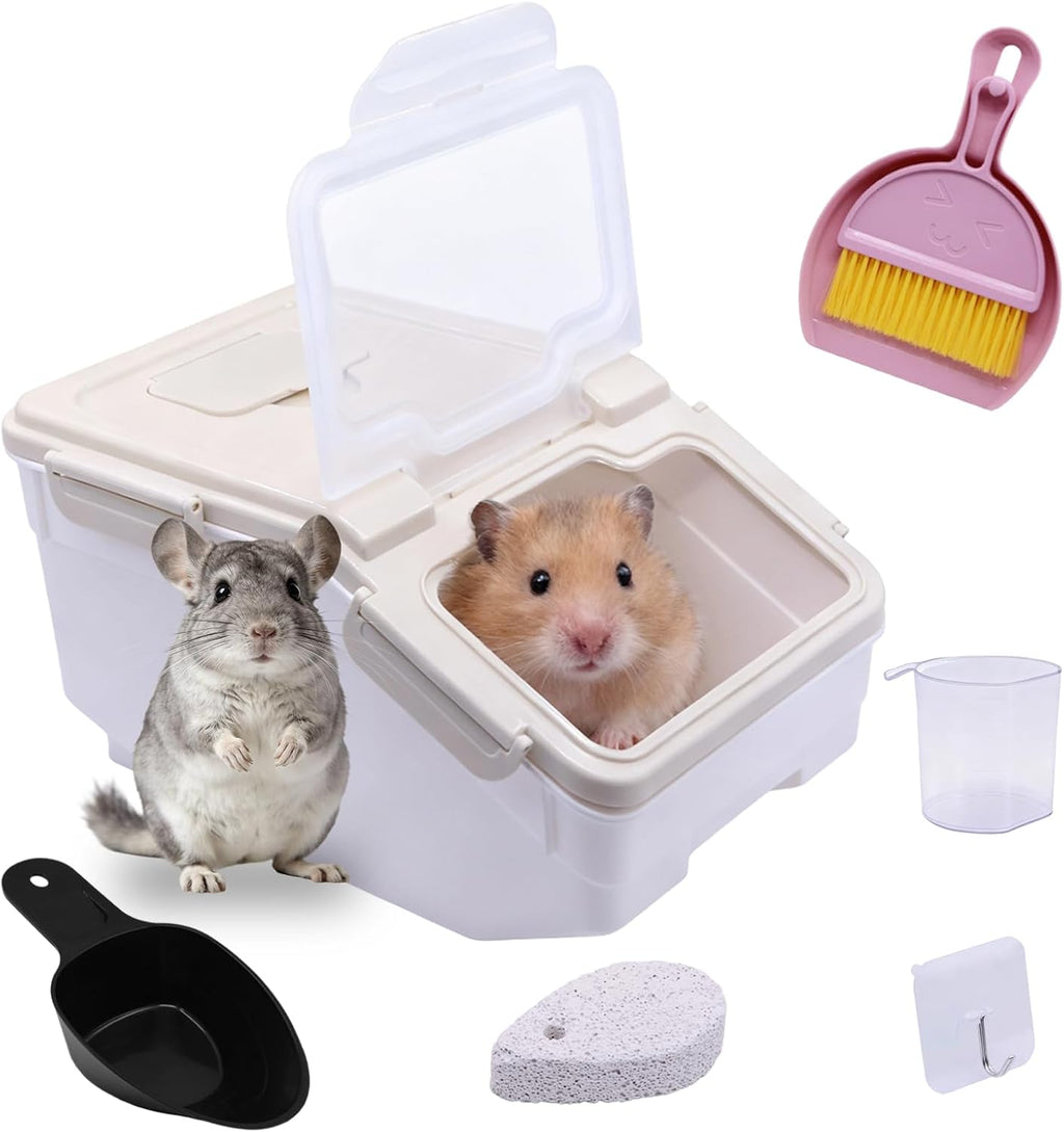 Saim Extra Large Chinchilla Sand Bath Container, 7.4-Inch Hight Dust Bath House with Low-Mess Lid & Scoop, Digging Box for Hamster Hedgehog Small Animals - Blue
