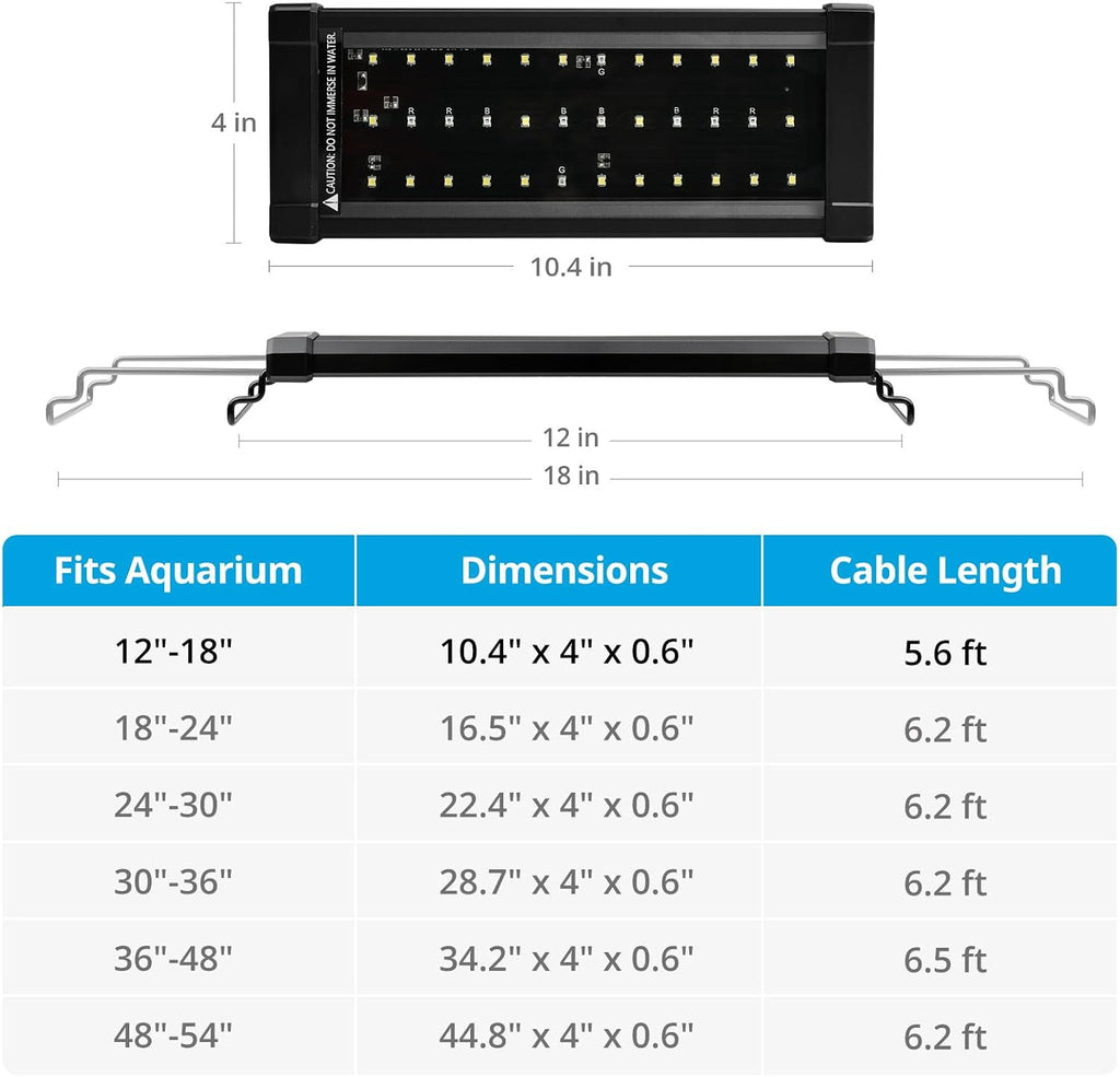 NICREW ClassicLED Plus LED Aquarium Light, 10W, for 12 to 18 Inch Fish Tank