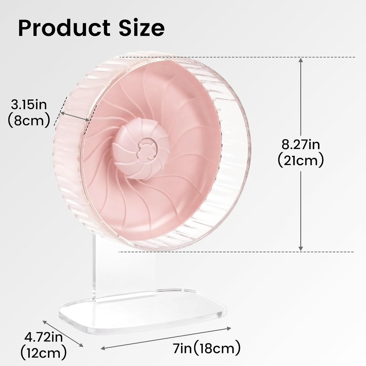 8 inch Silent Pink Hamster Wheel with Adjustable Stand