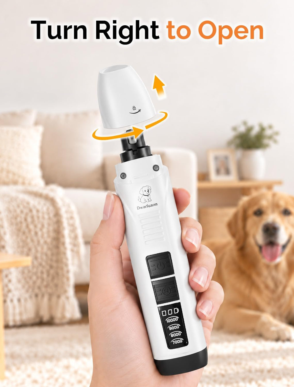Dog Nail Grinder, 4 Adjustable Speeds, 2 LED Lights, Quiet & Low Vibration