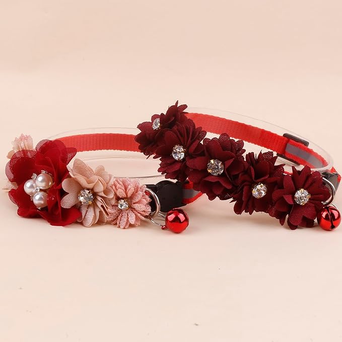 2 Pack Cat Collar Pink Floral - Image 3