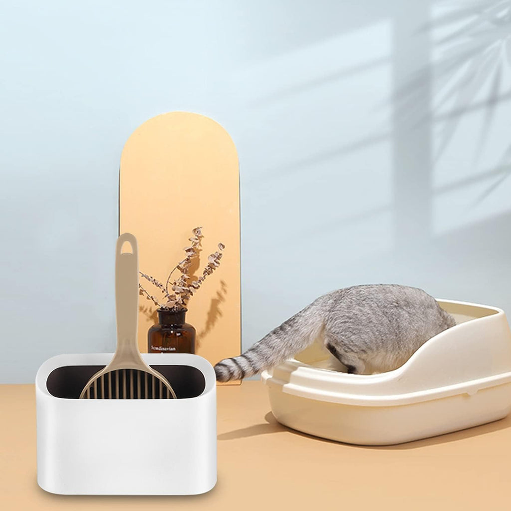 Universal Cat Litter Scoop Holder, Bawuie Kitty Litter Scooper Caddy for Litter Box, Durable Stand for Cleaning and Storage, Fits Most Metal and Plastic Scooper, Large Modern White