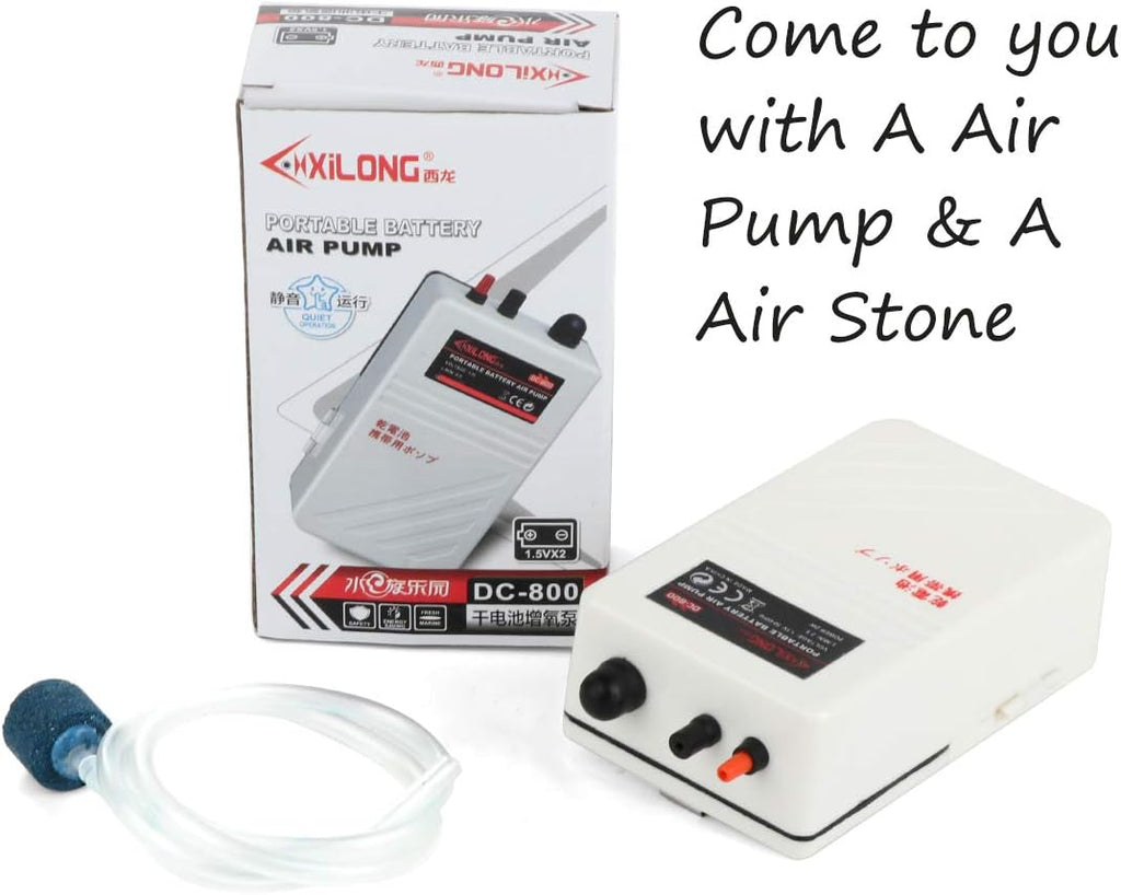 Battery Aquarium Air Pump, Quiet DC-800 Backup Fish Tank Air Bubbler, Portable Power Outage Aerator Emergency Oxygen Diffuser, Keeps Fish Safe & Bait Minnow Shrimp Alive