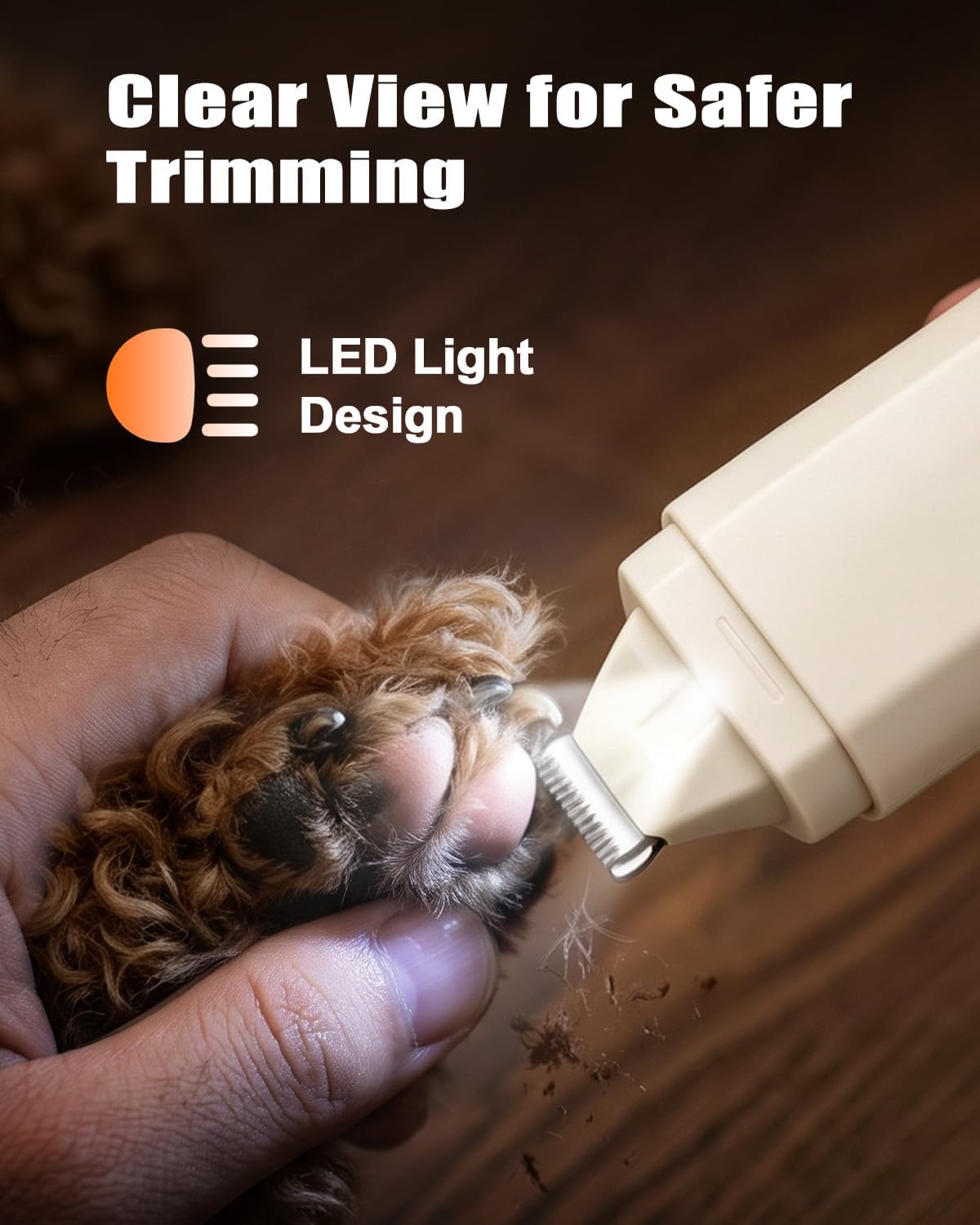 2-in-1 Quiet Dog Nail Grinder & Paw Trimmer Kit with LED Light