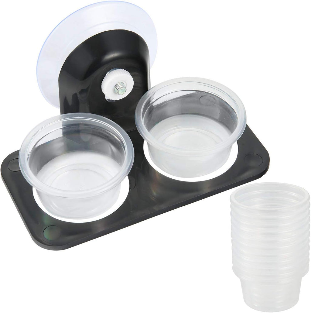 SLSON Gecko Feeder Ledge with 120 Pack 1 oz Plastic Bowls for Reptiles Food and Water Feeding