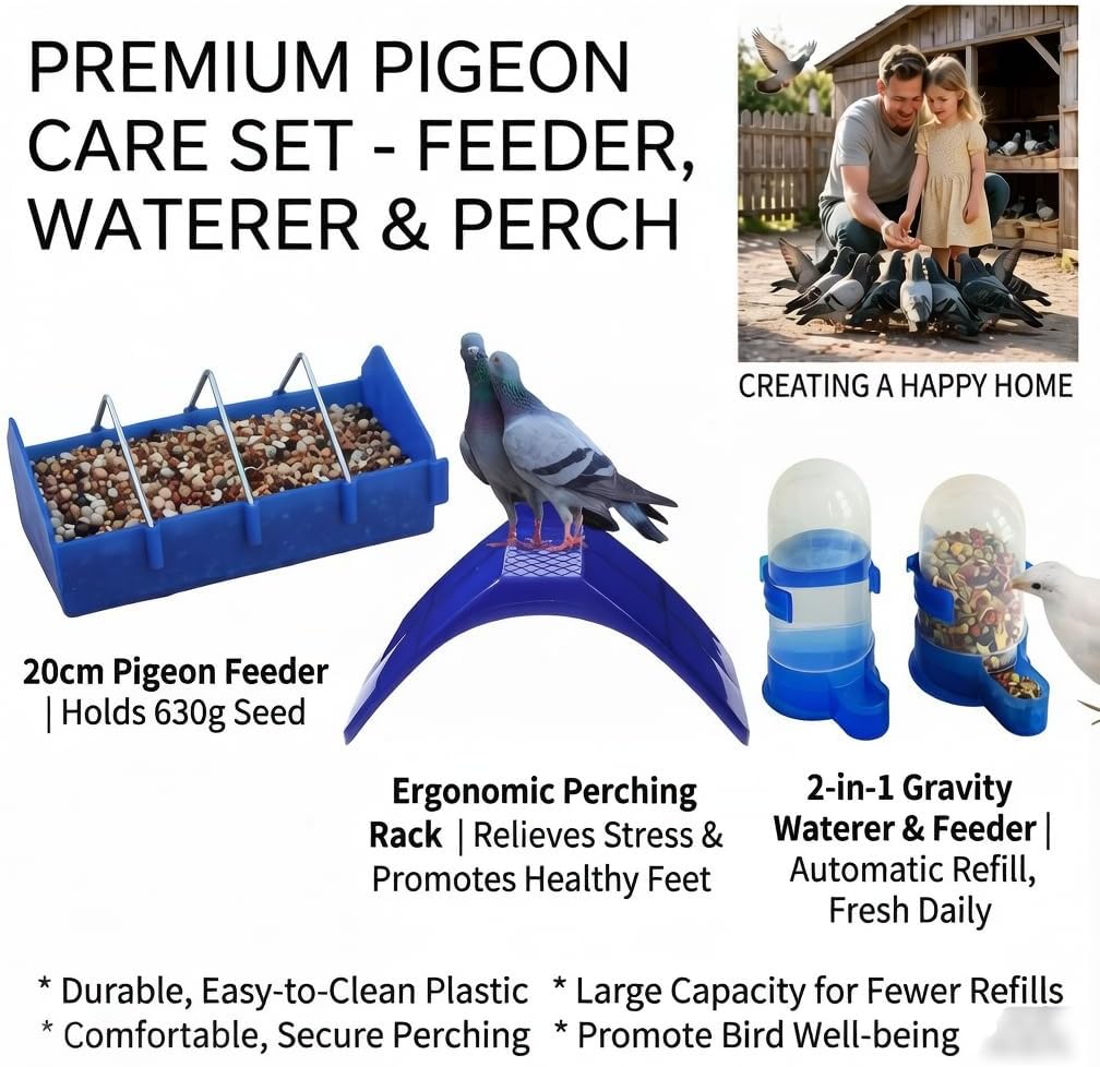 spark future Complete Pigeon Care Starter Kit Accessories Dove Rest Stand Automatic Waterer Feederb Premium Pigeon Perches Leg Bands Artificial Dummy Eggs