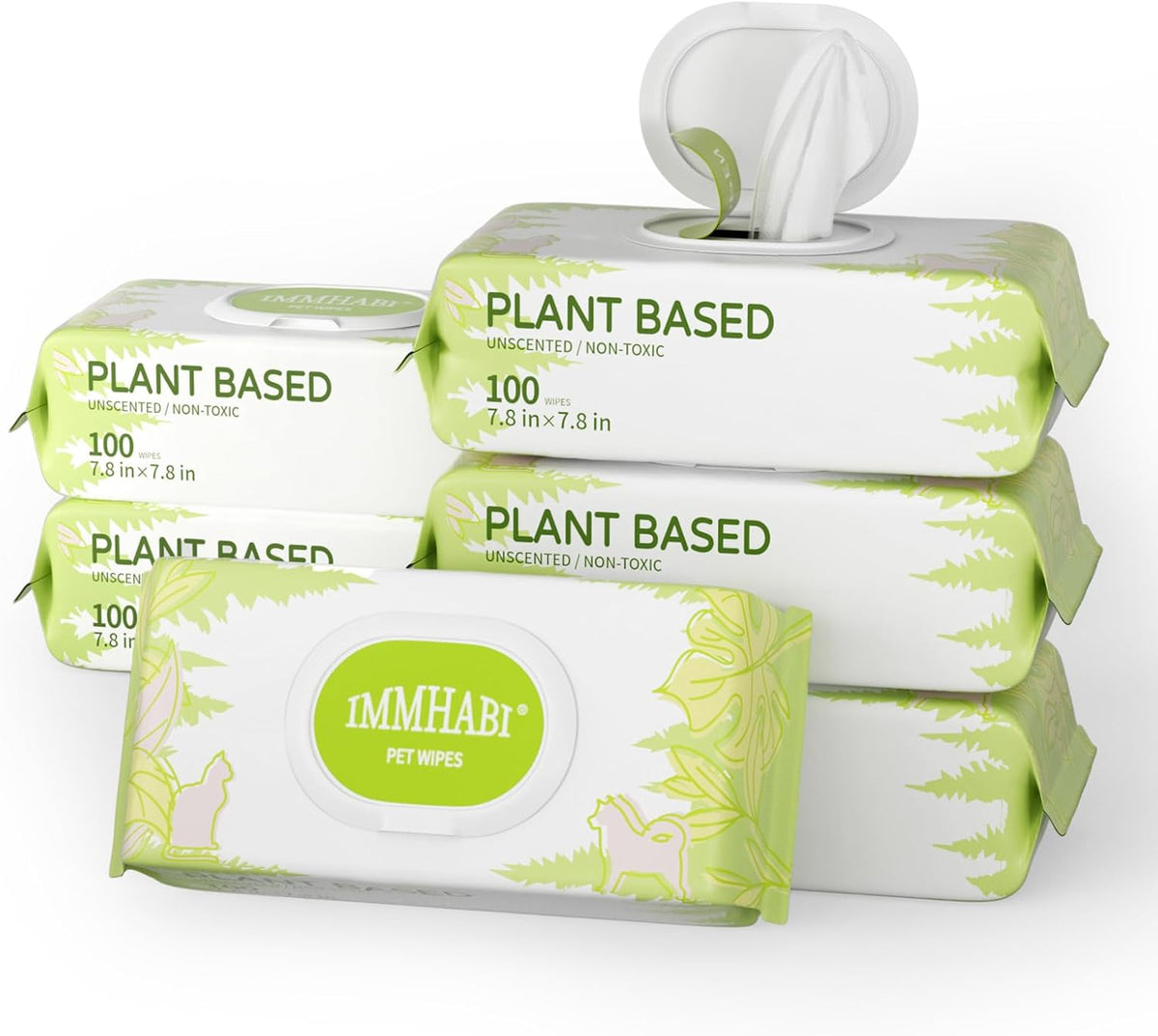 IMMHABI 400 Count Hypoallergenic Dog Wipes, Unscented Plant-Based Pet Wipes