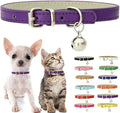 Purple XS Cat Collar with Bell, Soft Pu Leather Dog Collars Adjustable Buckle by Weimostar