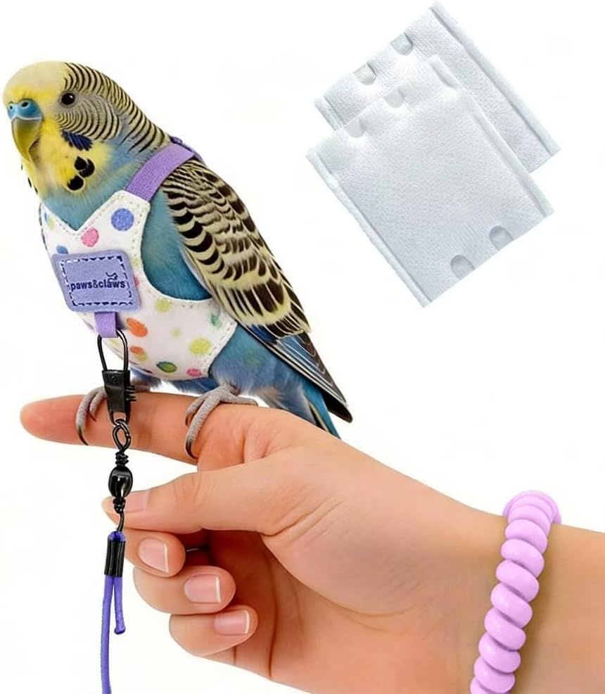 Parrot Flight Suit with 50 PCS Disposable Diaper Pads & 2M Leash