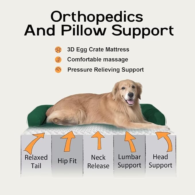 Orthopedic Large Dog Bed Washable, Orthopedic Emerald Dog Beds - Image 2
