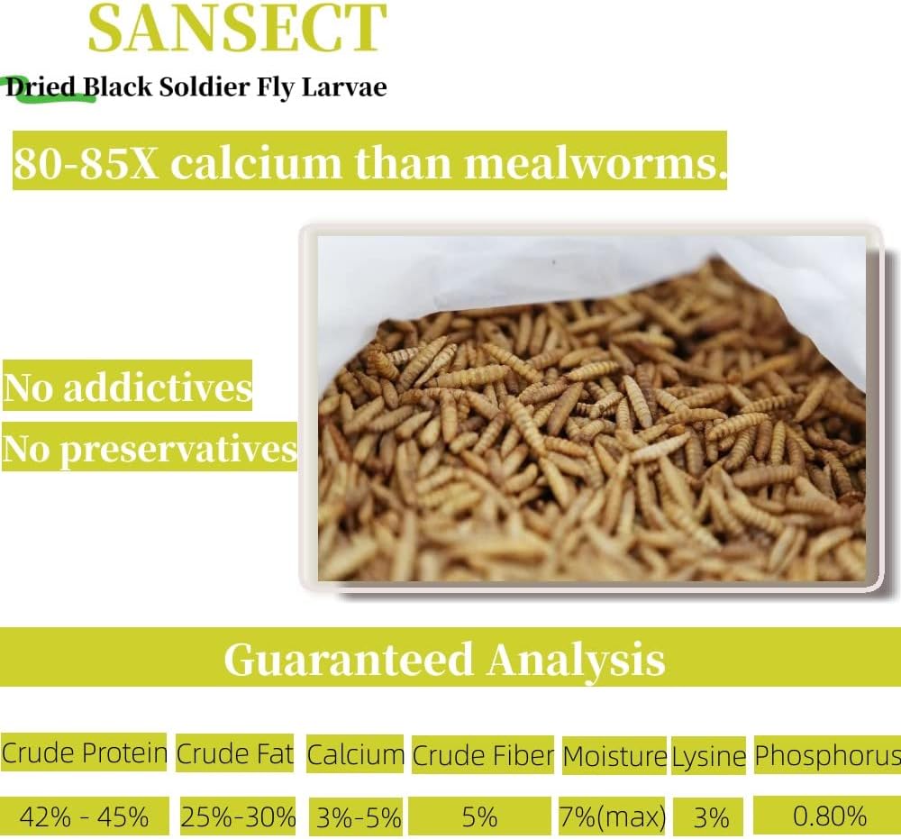 SANSECT 5LB Dried Black Soldier Fly Larvae, Chickens Feed for Wild Birds