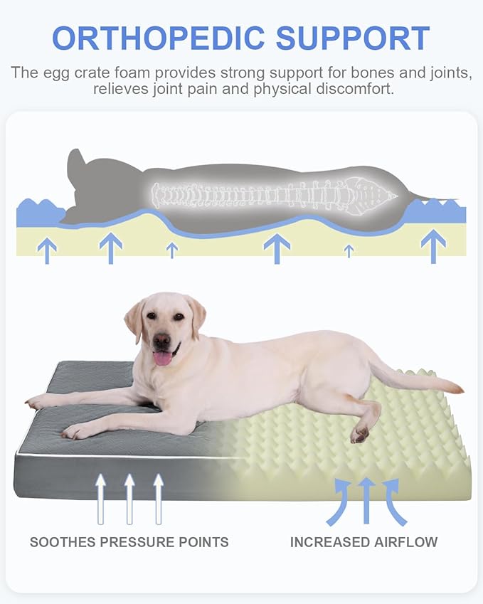 KSIIA Large Dog Bed for Crate Pad Waterproof Dog Bed - Image 3