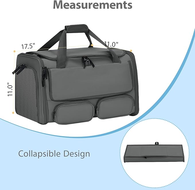 Cat, Dog Carrier for Pets up to 15 lbs, Soft-Sided Collapsible Pet Carrier - Image 8