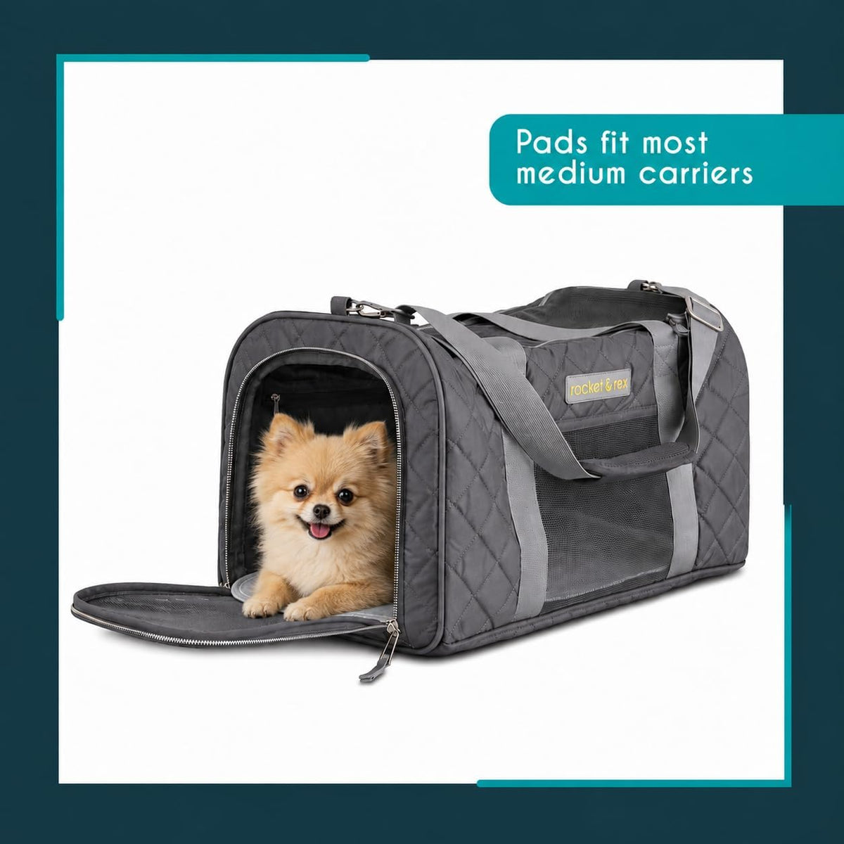 rocket & rex Washable Cat & Dog Carrier Pad, Reusable Liner Insert (2pk)