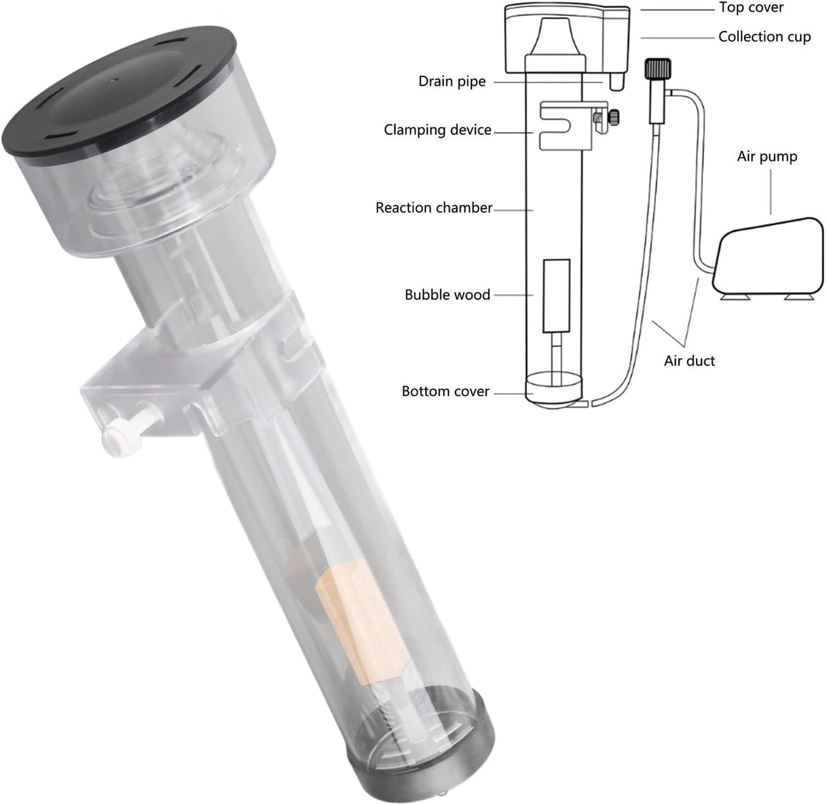 Aquarium Protein Skimmer Aquarium Protein Skimmer Oil Film Processor for Oil Removing Air Adjustment Accessories