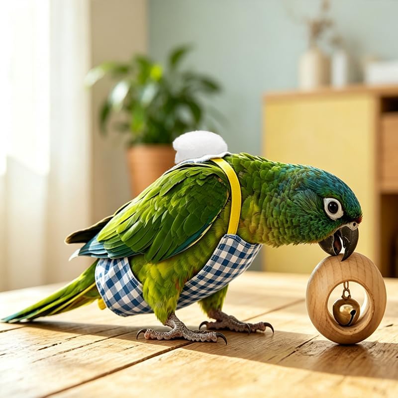 Bird Flight Suit with Leash & Handle, Adjustable Bird Harness Vest for Parrots, Cockatiels and Small Birds, Outdoor Walking, Training and Flying Accessories（Blue S）