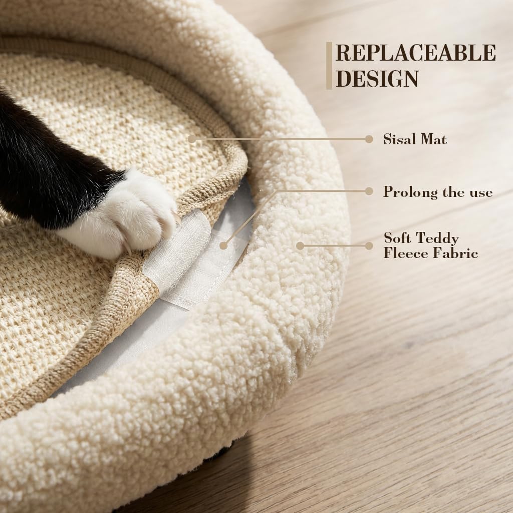 Cat Sisal Scratcher Bed with Refill Pad, Horizontal Scratching Sofa, Sisal Couch for Indoor Cats, Off-White Color
