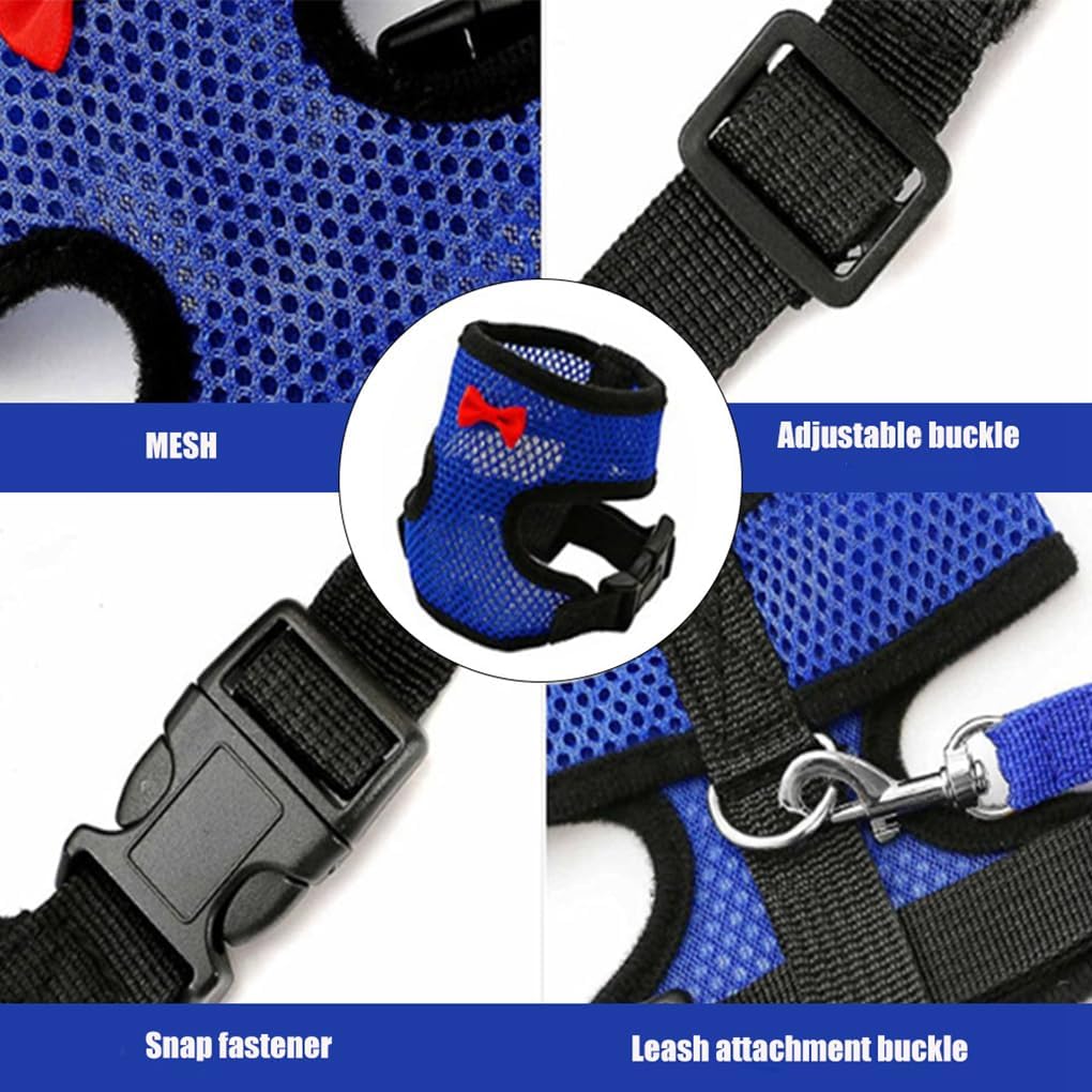 Chicken Leash and Harness Set Adjustment mesh Duck Harness Vest，Blue M