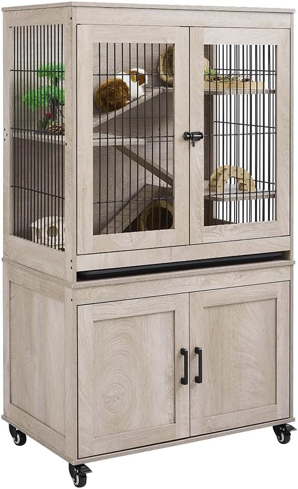 unipaws Hedgehog Cage with Storage Cabinet and Tray, Hamster Cage