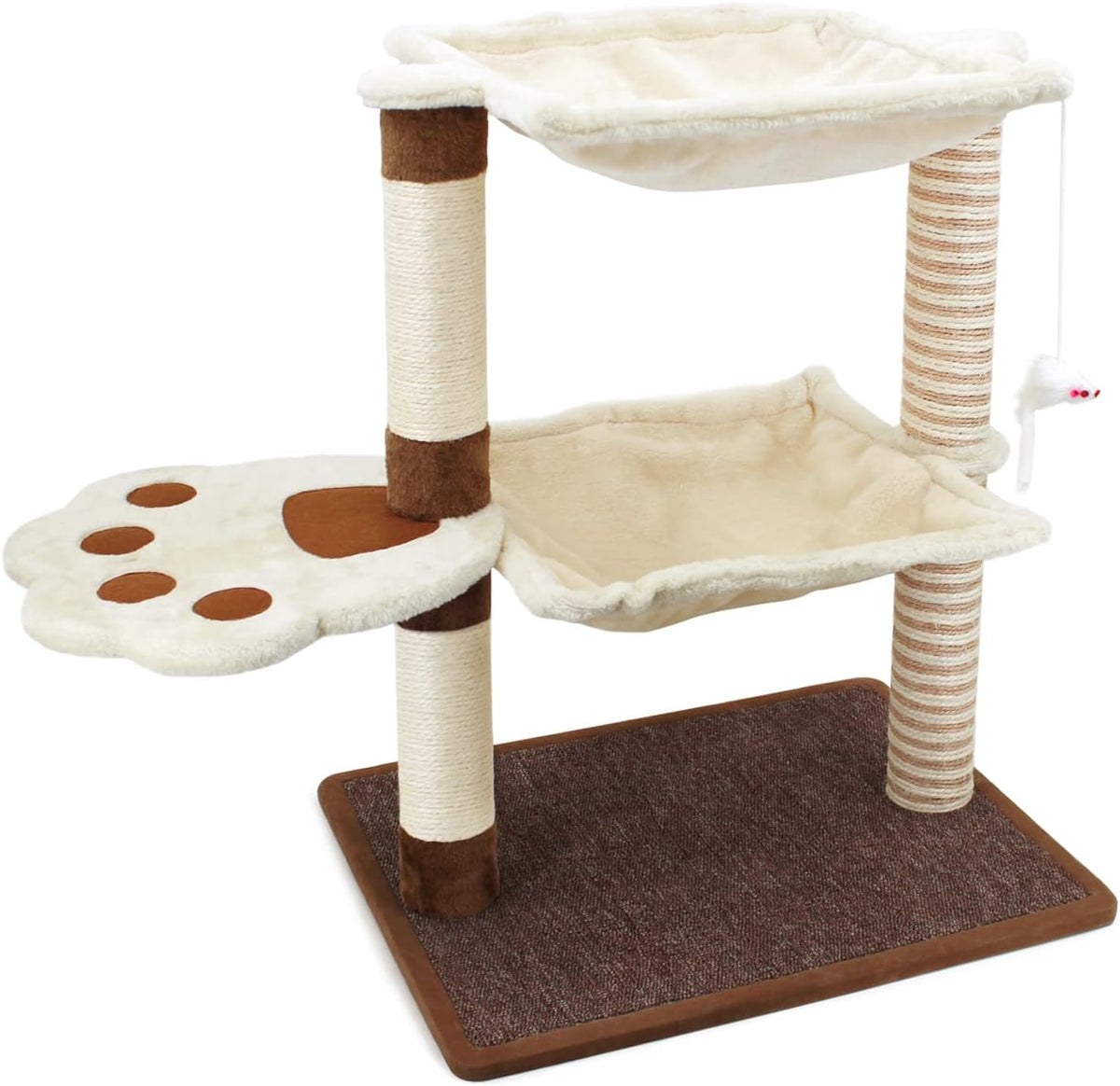 SONGWAY Cat Scratching Post with Hammock - 27.5'' Cat Tree with Natural Sisal Post, Cradle Bed Hammock for Indoor Large Adult Cats