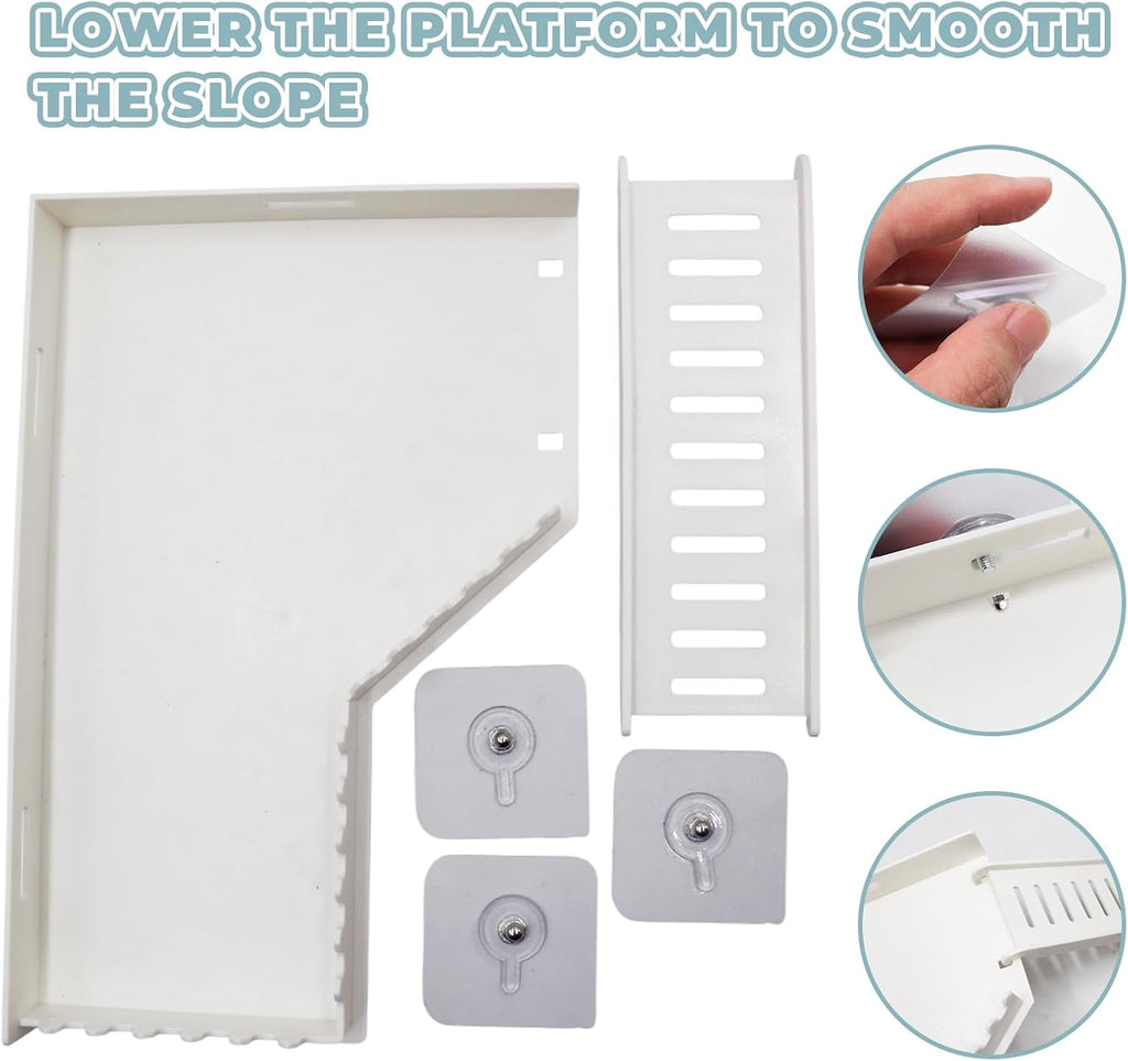 No-Drill Climbing Platform with Ramp, Hermit Crab Climbing Wall & Hideout, Multi-Level Platform with Ladder, No-Tools Mounting for Geckos, Small Lizards, Hamsters