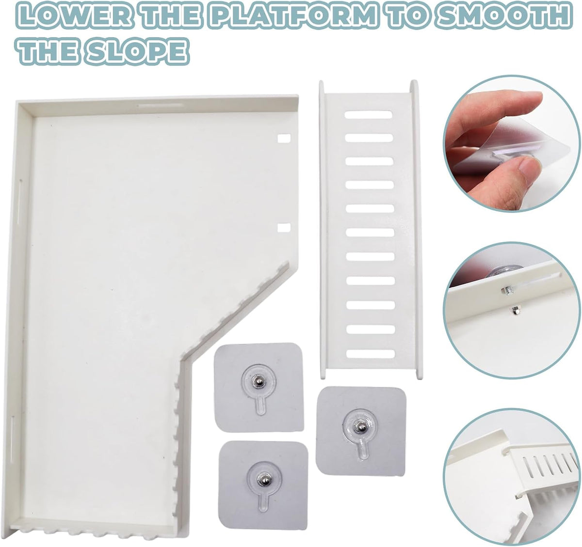 No-Drill Climbing Platform with Ramp, Hermit Crab Climbing Wall & Hideout, Multi-Level Platform with Ladder, No-Tools Mounting for Geckos, Small Lizards, Hamsters