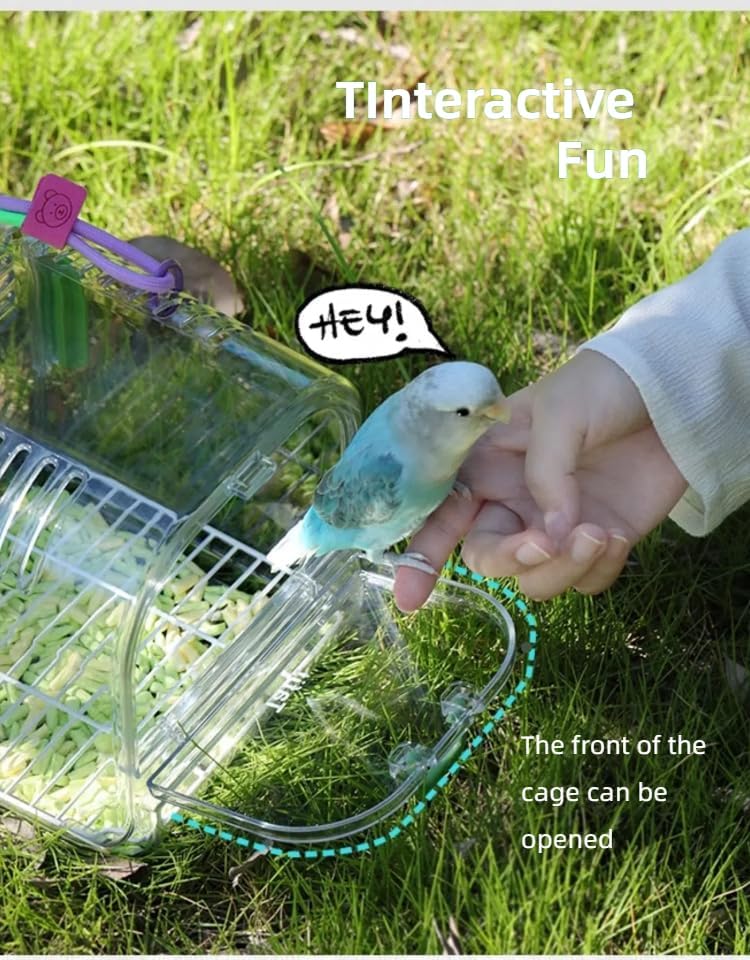 Portable Plastic Bird Cages Lightweight Waterproof Ventilated Travel Bird Cage for Pets Ideal for Outdoor Use Easy to Carry Bird Carrier Perfect for Small Birds and Budgies (Green)