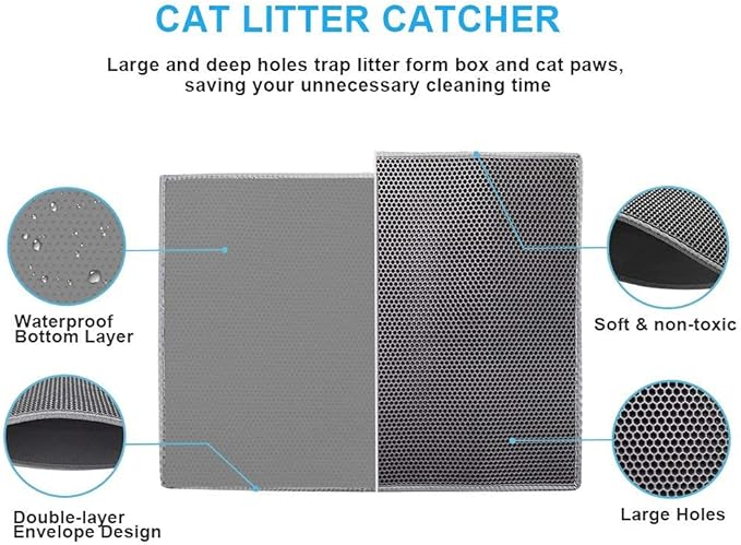 Pieviev Cat Litter Mat Double Layer Waterproof Urine Proof Trapping Mat 1 Pack) - Image 2
