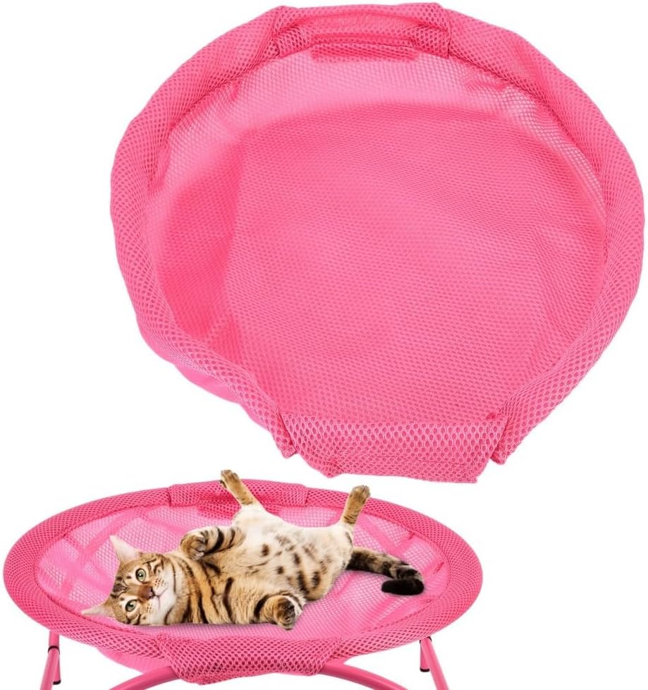 17.32in Round Cat Hammock Bed Breathable Detachable Washable Fabric Swing Cradle Chair, Pet Sleeping Bed for Four Seasons Use(Pink)