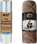 GORILLA GRIP Cat Scratch Pad, 17x48, Clear and Cat Litter Mat, 24x17, Beige Bundle