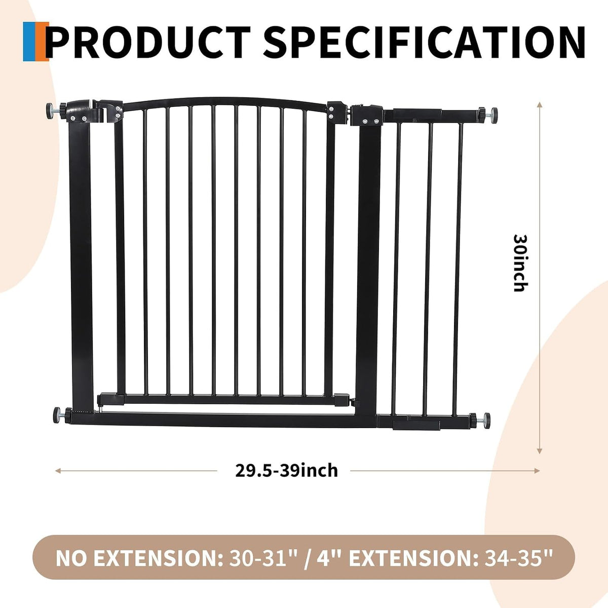 Garvee Pet Safety Gate, 30–41 Inch Wide Pressure Mount Dog Gate