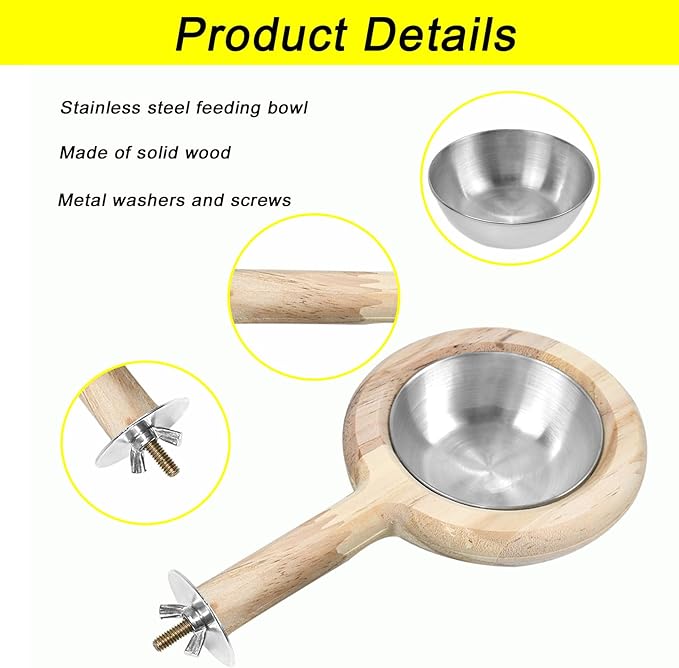 ASOCEA 2 Pack Bird Perch Feeding Cup, Bowls - Image 3