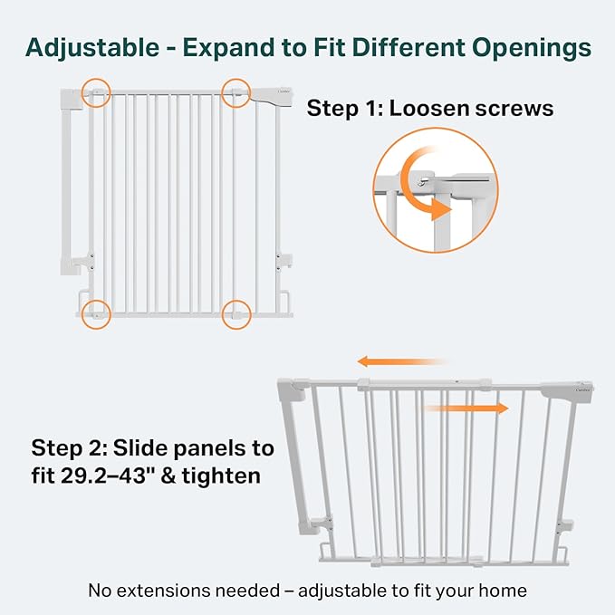 Cumbor 29.2–43" Baby Gate for Stairs, Wall-Mounted, Expandable No Bottom Bar - Image 3