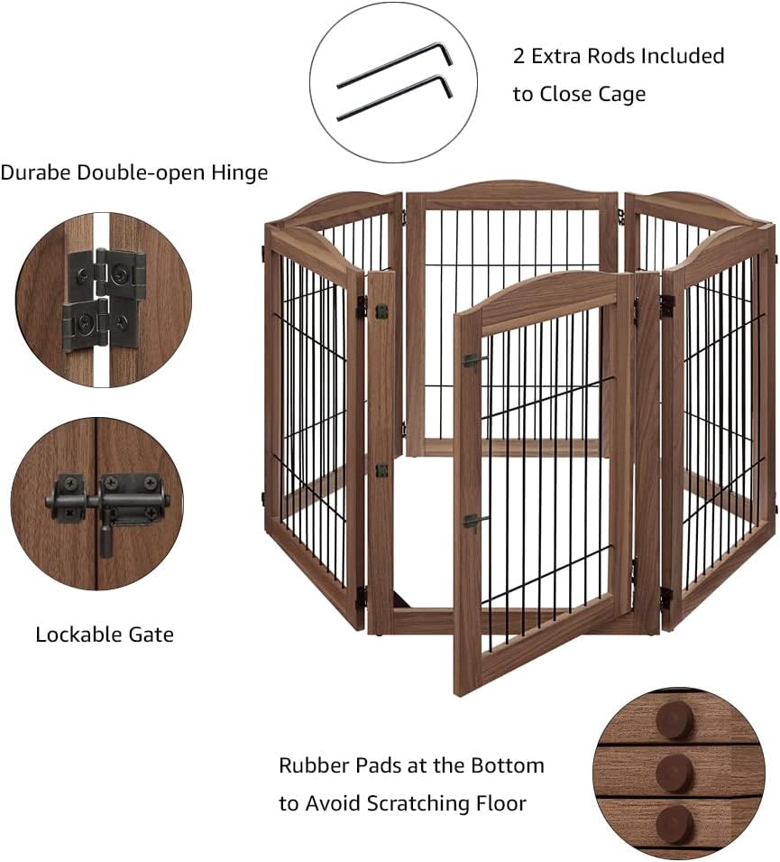 unipaws 132" Extra Wide Dog Gate and Pet Playpen with Walk Through Door