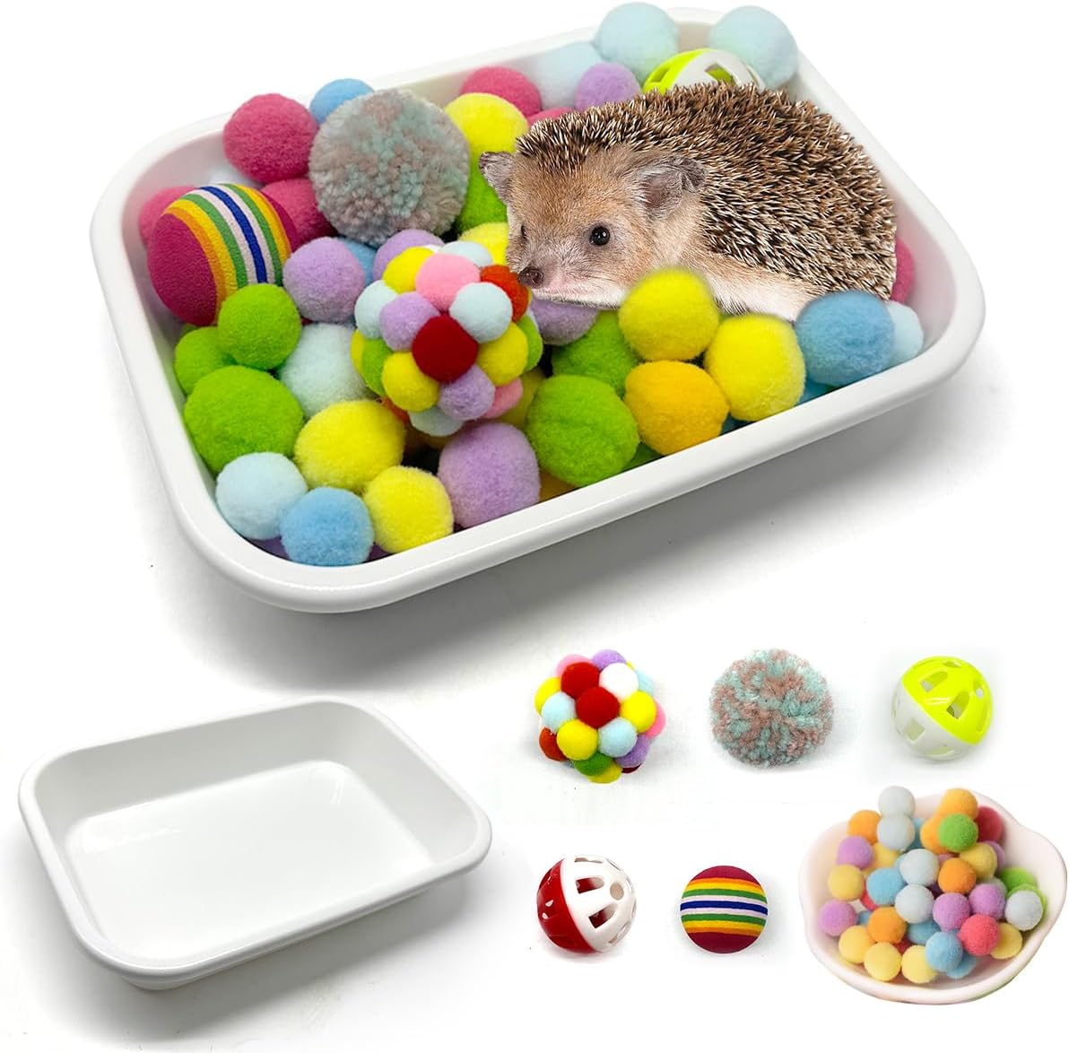 Funny Hedgehog Cage Accessories Enrichment Toys, Cute Sandbox and Ball Toys, Small Animal Accessories for Hedgehog Hamster Ferret