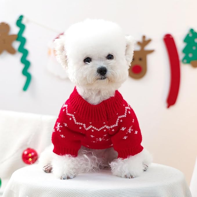 Christmas Dog Outfit Red Puppy Sweater - Image 8