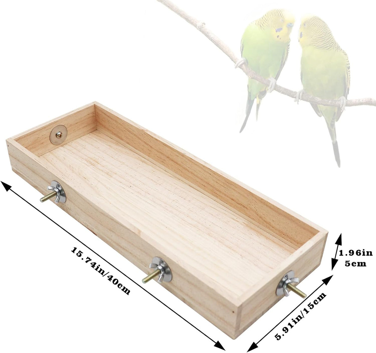 Bird Feeding Cups, Natural Wooden Parrot Perch Stand, Birds Food Dish, Parakeets Feeder Bowl, Cage Accessories for Small Animals Rat Hamster Guinea Pig Chinchillas Budgies Cockatiels Love Birds