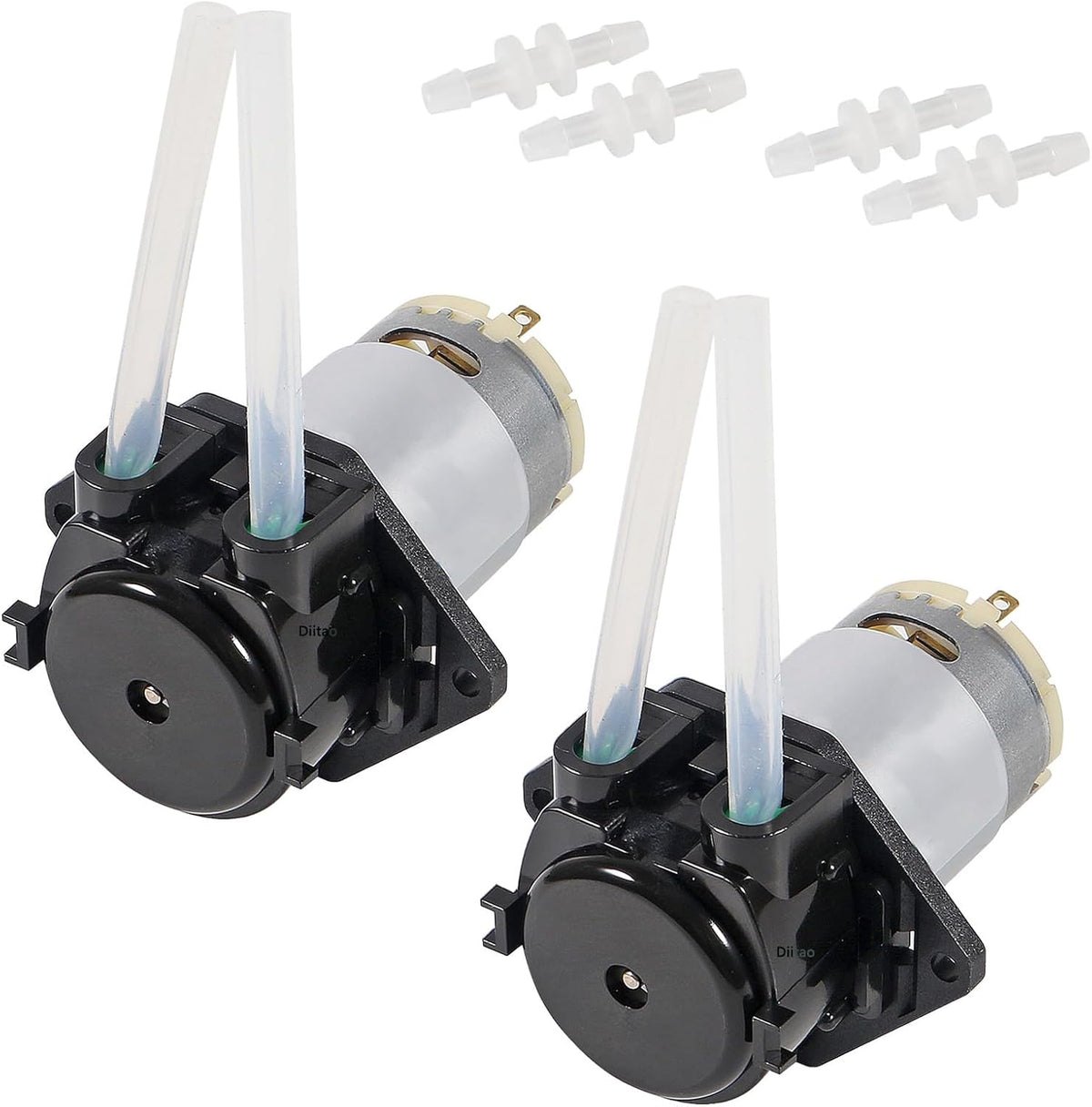 2pcs Peristaltic Dosing Pump 12V DC Low Flow Peristaltic Pump Liquid Small Dosing with 4 Connectors for Aquarium Lab(Pack of 2)