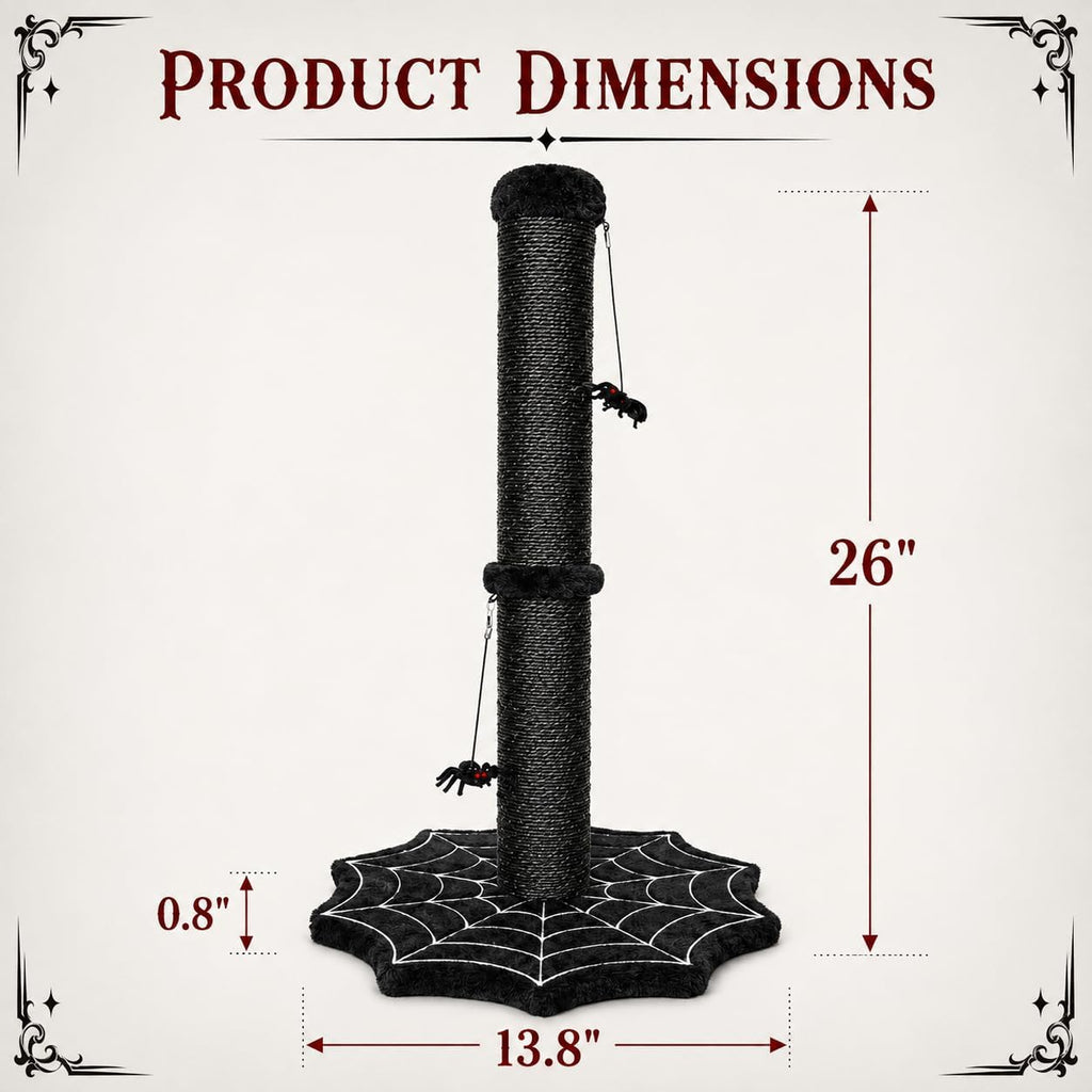 Gothic Cat Scratching Post with Spider Toys for Indoor Cats