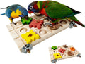 Bird Foraging Puzzle, Wooden Parrot Grinding Platform with Pine Cones, Interactive Birds Enrichment Puzzle for Small-Medium Parrots & Small Animals