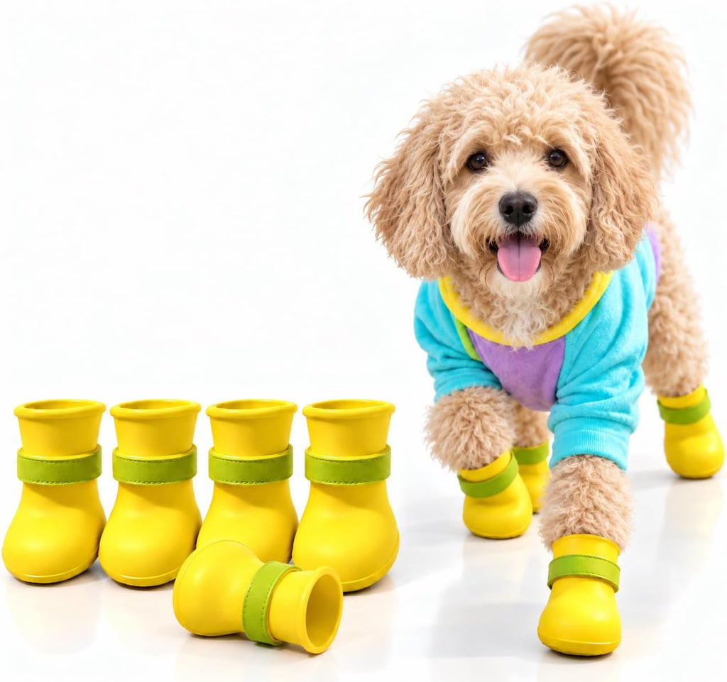 Ultra Soft Water & Dirt Resistant Dog Boots (Plus One Free) by Quality Life Hack, Color Yellow, Size Large