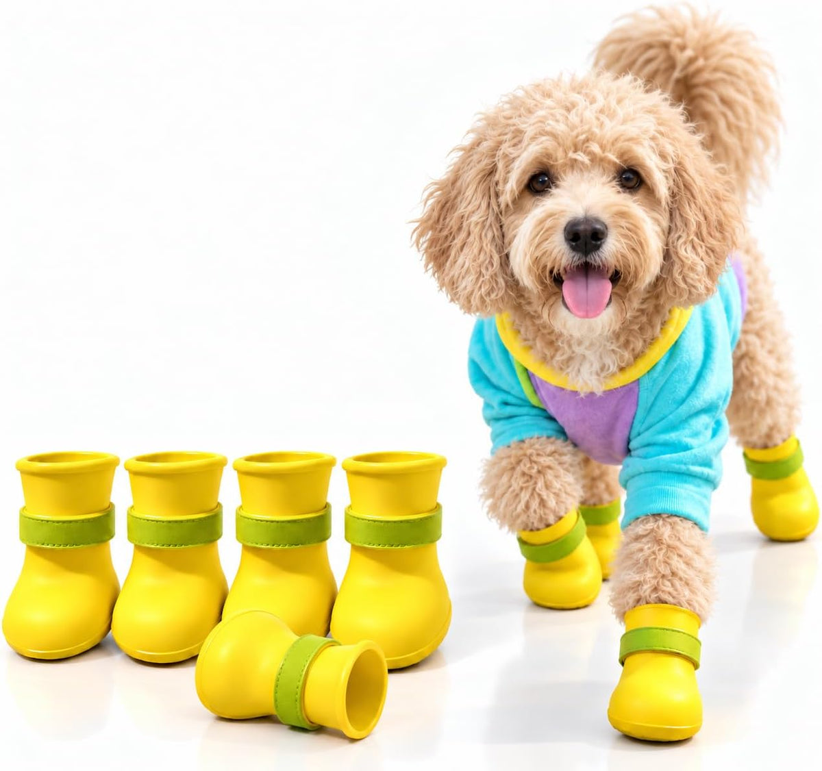 Ultra Soft Water & Dirt Resistant Dog Boots (Plus One Free) by Quality Life Hack, Color Yellow, Size Large