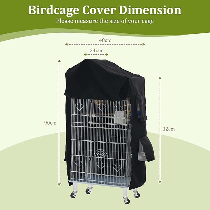 Bird Cage Cover Birdcage Cover, Washable Protection Blackout Cover Waterproof - Image 4