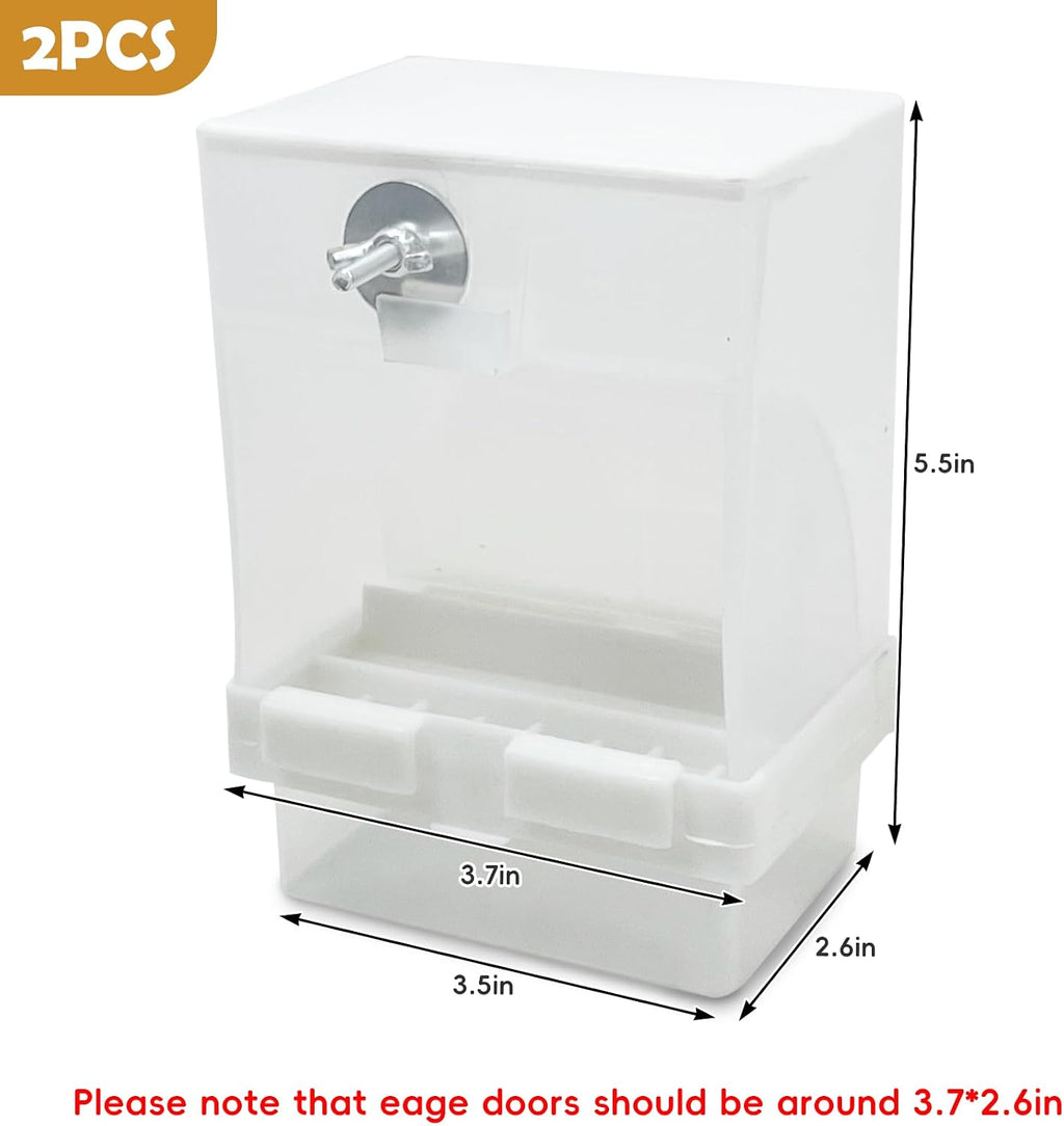 Tfwadmx 2 Pcs No Mess Automatic Bird Feeders Cockatiel Food Dispenser Bowls Seed Container Parrot Dishes Parakeet Cage Accessories Bird Feeder with Divider for Canary Finch Conure Lovebirds