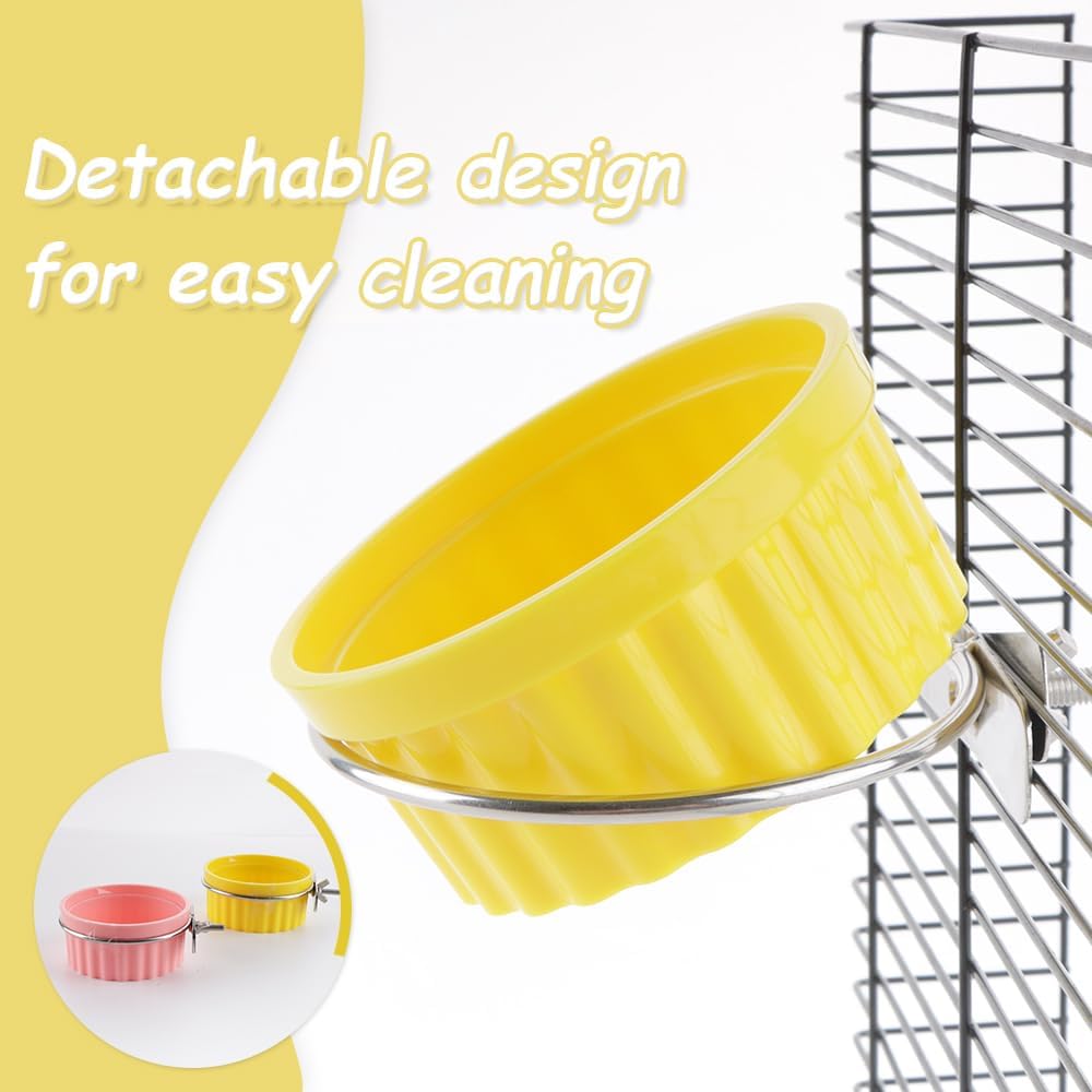 2 Pack Bird Detachable Bowl Plastic Food Cup Convenient Hanging Seed Water Feeder for Bird Parrot Canary Finch Parakeet Budgie Cockatiel Lovebird