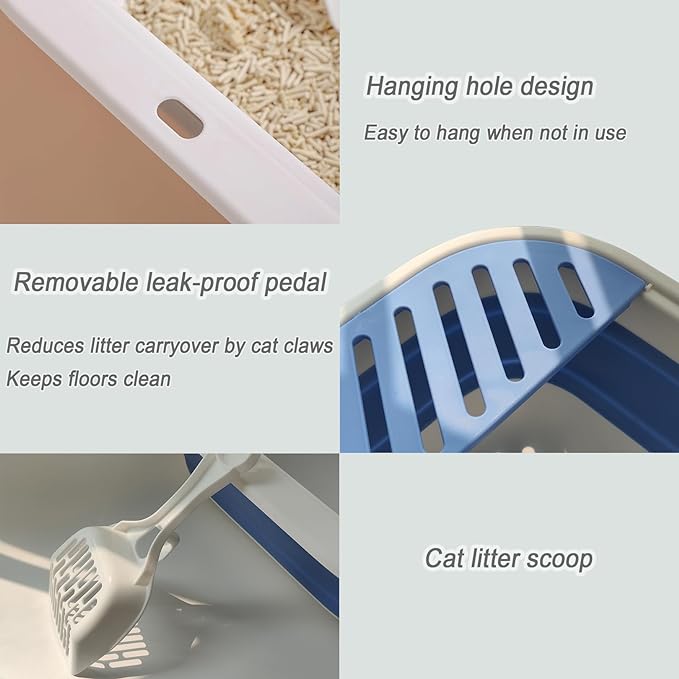 Senior Cat Litter Boxes, Collapsible Open Low Entry Cat Litter Pan - Image 3