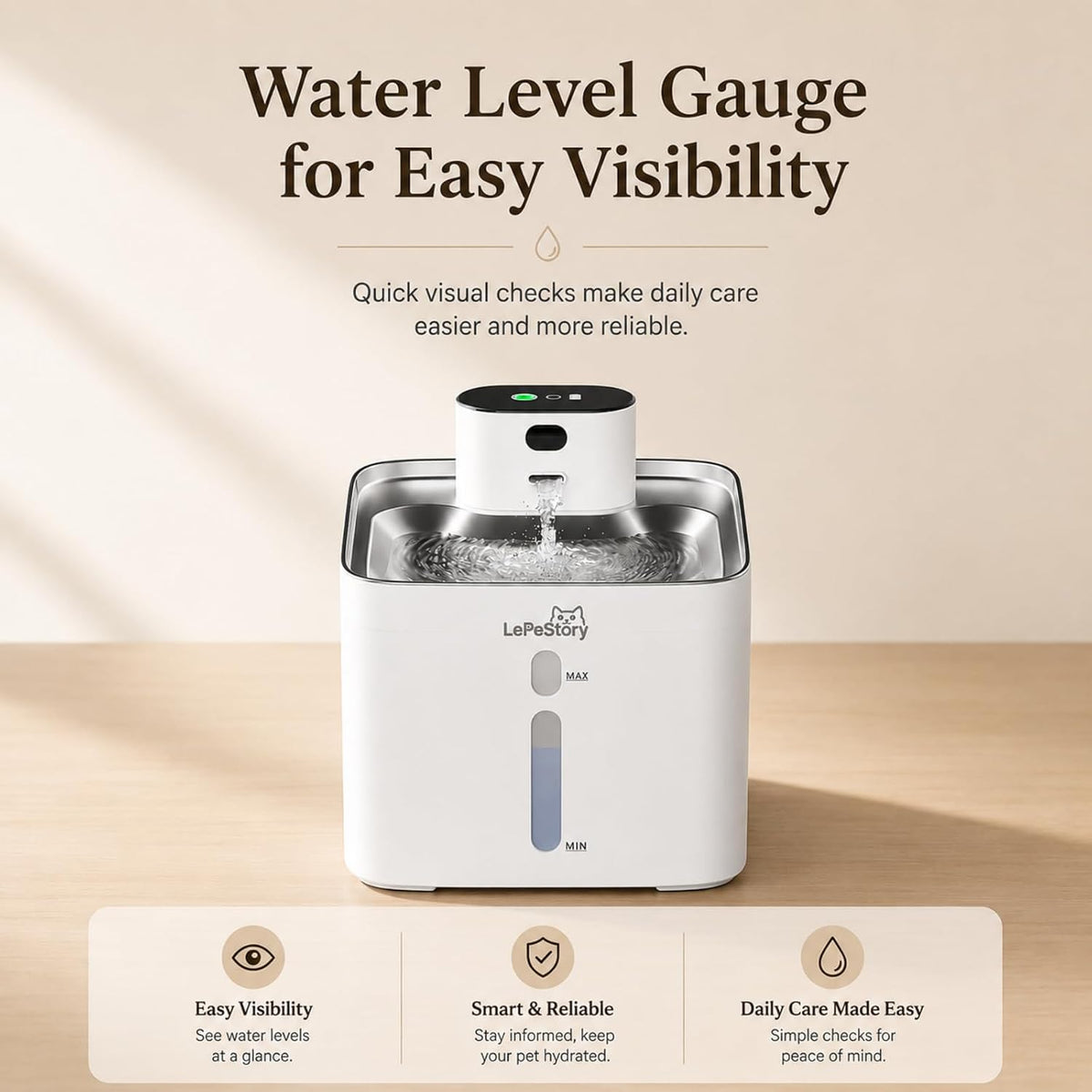 4.2L Wireless & Pumpless Cat Water Fountain w/Motion Sensor 147oz