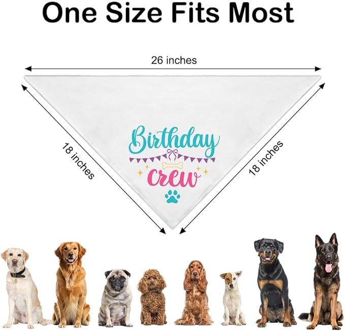 Birthday Crew White Dog Bandana, Cute Pet Scarf - Image 2
